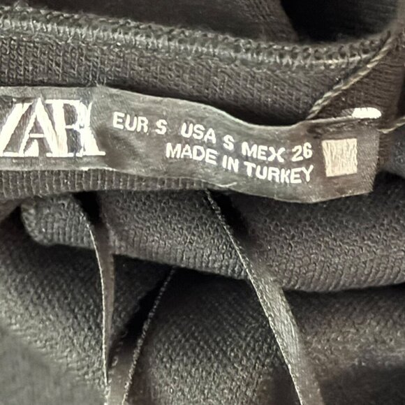 ZARA Size Small Stretch Knit shimmer midi dress Black sleeveless NEW - Picture 9 of 12